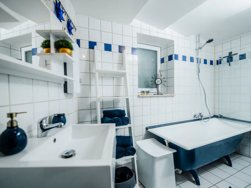 Das Badezimmer im Ferienhaus Zum Goldschmied